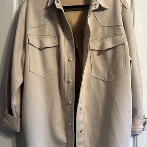 Philosophy Light Tan Button-Up Faux Suede Shirt Jacket Sz M